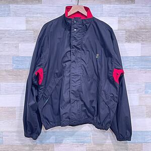 CHAPS RALPH LAUREN Vintage 90s Windbreaker Bomber Jacket Black Lined Mens XXL